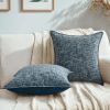 Navy Blue Throw Pillow Covers 18x18 Set of 2 Chenille Tweed Textured Decorative Couch Pillow Covers Neutral Modern Pillow Cases for Sofa Bed Living Ro
