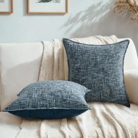 Navy Blue Throw Pillow Covers 18x18 Set of 2 Chenille Tweed Textured Decorative Couch Pillow Covers Neutral Modern Pillow Cases for Sofa Bed Living Ro