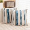 Boho Throw Pillow Covers 18x18 Set of 2 Farmhouse Decorative Cushion Case Striped Square Pillows Cover Chenille Pillow Cases Accent Neutral Pillowcase