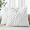 Throw Pillow Covers 18x18 Inch Set of 2, Soft Plush Faux Wool White Solid Couch Pillow Covers
