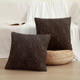 Throw Pillow Covers 18x18 Inch Set of 2, Soft Plush Faux Wool Dark Brown Solid Couch Pillow Covers