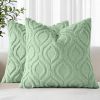 Throw Pillow Covers 18x18 Inch Set of 2, Soft Plush Faux Wool Sage Green Solid Couch Pillow Covers