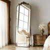 64"x 21" Vintage Arched Full Length Mirror Wall-Mounted Floor Mirror with Metal Frame, Antique Bronze