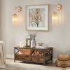 Set of 2 Gold Frame and Cascading Crystal Bead String Wall Sconces, E12 Bulb Socket, Elegant Hanging Light Fixture for Living Room, Bedroom