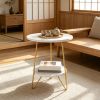 2-Tier round Faux Marble End Table Sofa Bedside Table with Shelves Home Decorative Furniture