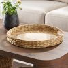 16-Inch Natural Water Hyacinth Decorative Tray with Clear Acrylic Insert, 1 Count