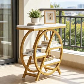 4-Tier Small Side Table with Storage Shelves Snack Table End Table for Living Room Bedroom Rustic Industrial Style
