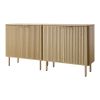Coffee Bar Cabinet, Mid Century Fluted Coffee Bar Table with 2-Tier Storage, Buffet Stand Cabinet with 4 Barn Doors