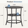 2-Tier Round Side TableSpace-Saving End Table for Small Living Room & BedroomWood Grain Gray