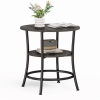 2-Tier Round Side TableSpace-Saving End Table for Small Living Room & BedroomWood Grain Gray