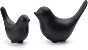 Small Birds Statues Home Modern Style Decorative Ornaments for Living Room Bedroom, Office Desktop, Cabinets (Black 2Pcs Birds)