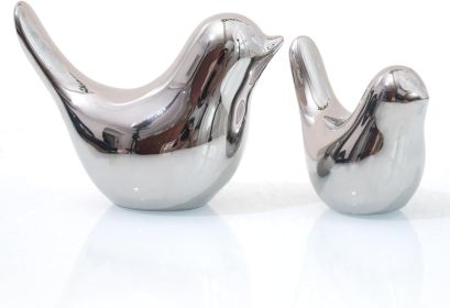 Silver Birds Statues Home Modern Style Decorative Ornaments for Silver Table Living Room, Bedroom, Office Desktop