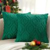 Throw Pillow Covers 18x18 Inch Set of 2, Soft Plush Faux Wool Green Solid Couch Pillow Covers
