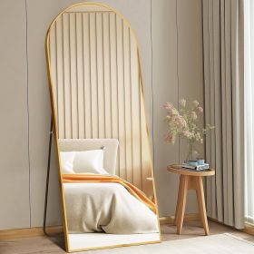 Arched Full Length Floor Mirror with Stand, Modern Full Body Mirror with Aluminum Frame for Bedroom, Living Room and Home Decor, 64 x 21 Inch