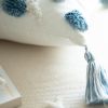 Set of 2 Cotton Woven Boho Throw Pillow Covers, Tufted Decorative Square Pillowcases Covers with Tassels for Couch Sofa Bed, Living Room Sofa