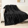 Fleece Throw Blanket for Couch,Super Soft and Warm Lightweight Checkered Pattern Blankets for All Seasons, 50x60 Inches, Black