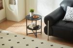 Small round side table,2 tiers farmhouse end table,accent tables for small spaces,night stands for bedrooms living room
