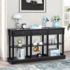 Console Sofa Table with Ample Storage, Retro Kitchen Buffet Cabinet Sideboard with Open Shelves and 3 Drawers