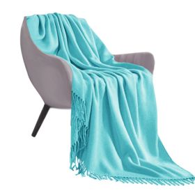 Teal Acrylic Knitted Throw Blanket – Soft and Cozy Decorative Blanket