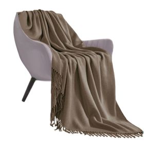 Coffee Acrylic Knitted Throw Blanket – Soft and Cozy Decorative Blanket for Bed, Sofa, Living Room, or Couch, Warm and Stylish Home Décor Accent