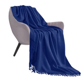 Royal Blue Acrylic Knitted Throw Blanket – Soft and Cozy Decorative Blanket for Stylish Home Décor Accent