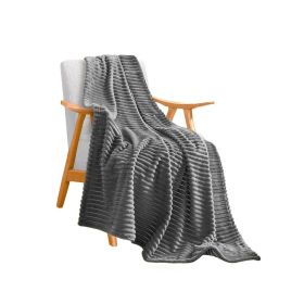 Grey Throw Blanket – Warm and Cozy Fleece Comforter for Sofa, Bed, Living Room, or Home Décor, Soft Decorative Blanket