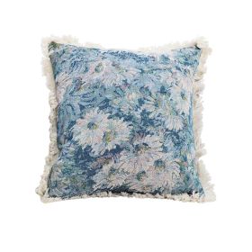 19.7in Oil Painting Shabby Chic Style Handmade Throw Pillow – Full Floral Needlepoint Decorative Cushion