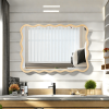 Solid Wood Wavy Rectangle Mirror-Natural-Wood 40" x 28" Modern Mirror Wall Decor for Bathroom, Bedroom, Living Room, Dining Room, Cloakroom, Entryway