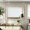 Solid Wood Wavy Rectangle Mirror-Natural-Wood 40" x 28" Modern Mirror Wall Decor for Bathroom, Bedroom, Living Room, Dining Room, Cloakroom, Entryway