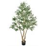 6FT Artificial Olive Tree with Black Pot, Tall Fake Tree with Natural Wood Trunk & Realistic Green Leaves and Fruits, Indoor Faux Plant for Home