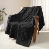 Fleece Throw Blanket for Couch,Super Soft and Warm Lightweight Checkered Pattern Blankets for All Seasons, 50x60 Inches, Black