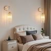 Set of 2 Gold Frame and Cascading Crystal Bead String Wall Sconces, E12 Bulb Socket, Elegant Hanging Light Fixture for Living Room, Bedroom
