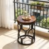 Industrial round End Table Metal Hollow Frame Side Table for Living Room Bedroom Rustic Vintage Style