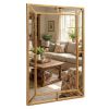 36 X 24 Inch Gold Wall Mirror with Beaded Frame for Various Scenarios, Such As Living Rooms, Entryways, Etc