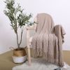 Coffee Diamond Pattern Knitted Throw Blanket with Tassels – Warm, Cozy Woven Cover for Bed, Sofa, Couch, or Home Décor