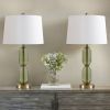 Faceted Green Glass Table Lamp Green See below