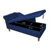 Navy Blue Chaise Lounge Indoor,Velvet Lounge Chair for Bedroom with Storage & Pillow