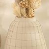 Leianna Handmade Off White Large Terracotta Vase with Wireframe Contemporary Design, Handmade-11.5X11.5X15.5"