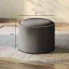Round Storage Ottoman Coffee Table with Flip Top Tray, Linen Fabric Upholstered Footstool with Hidden Compartment