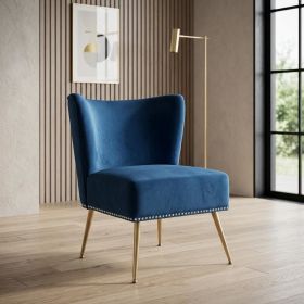 Printed Cloth Accent Chair, Armless Slipper Chair with Metal Legs, Modern Upholstered Side Chair for Living Room Bedroom Small Spaces