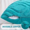 Summer Throw Pillow Covers 18x18 Inch Set of 2, Soft Plush Faux Wool Turquoise Solid Couch Pillow Covers