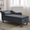 Black Chaise Lounge Indoor,Velvet Lounge Chair for Bedroom with Storage & Pillow
