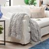 Premium Solid Faux Long Fur Throw Blanket - Soft, Fuzzy Throw Blanket - for Bed or Couch - 50" x 65' - Light Gray