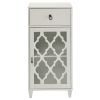 White Side Table with Drawer and Door