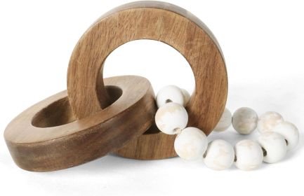 Wood Chain Link Decor, Minimalist Handmade Carved Knot DÃ©cor Accents for Shelf Coffee Table, Natural Boho Farmhouse Rustic Home Decor
