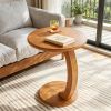 C-Shaped round Sofa Side Table End Table for Living Room - Modern Minimalist Metal Glass Top Coffee Table