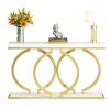 55 Inch Console Table Narrow Entryway Sofa Table with Geometric Metal Frame Living Room Decorative Table