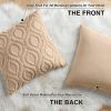 Throw Pillow Covers 18x18 Inch Set of 2, Soft Plush Faux Wool Light Khaki Solid Couch Pillow Covers