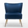 Printed Cloth Accent Chair, Armless Slipper Chair with Metal Legs, Modern Upholstered Side Chair for Living Room Bedroom Small Spaces