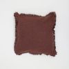 Stonewashed Linen Throw Pillow with Handworked Edges & Fringe -22X22"